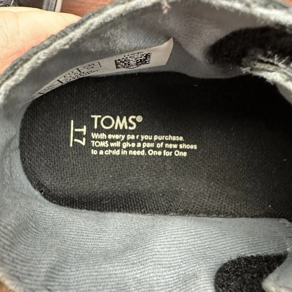 Toms Toddler Chukka Boot Shoes Leather Hook & Loop Slip On Size 7 Black EUC